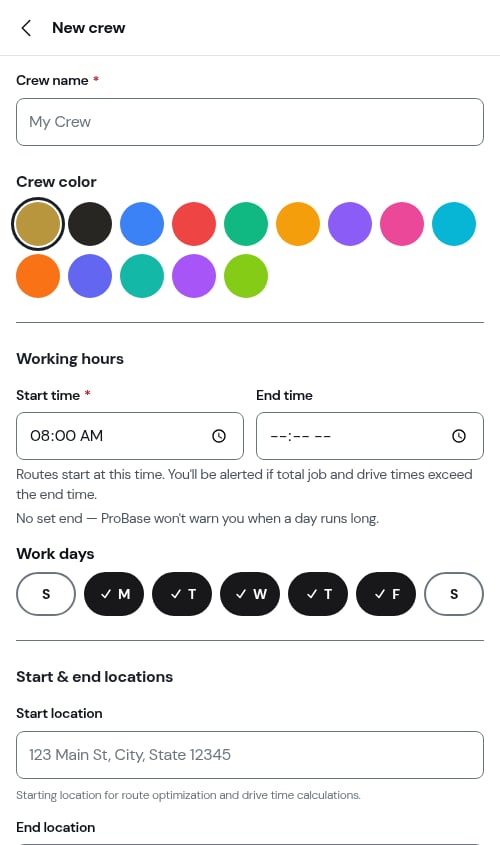 Create crew form