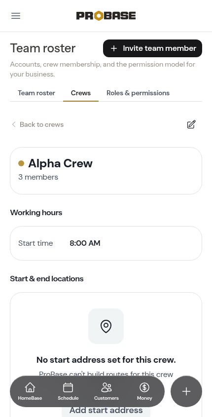 The Crews tab