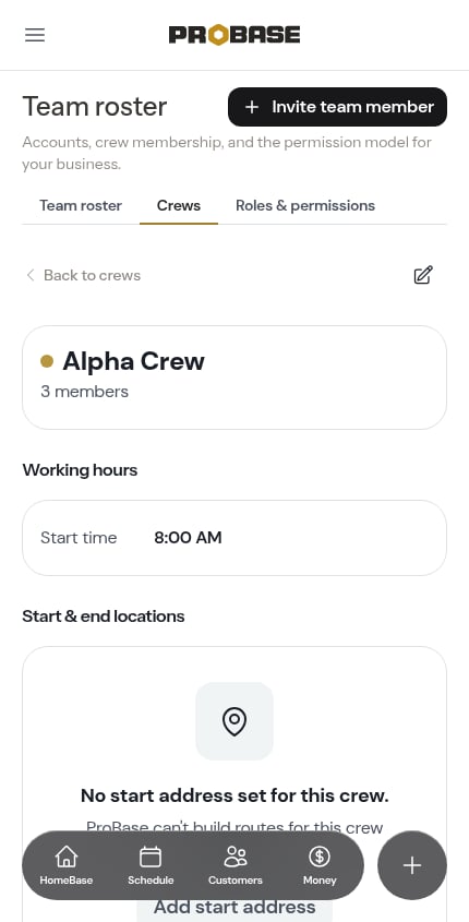 The Crews tab