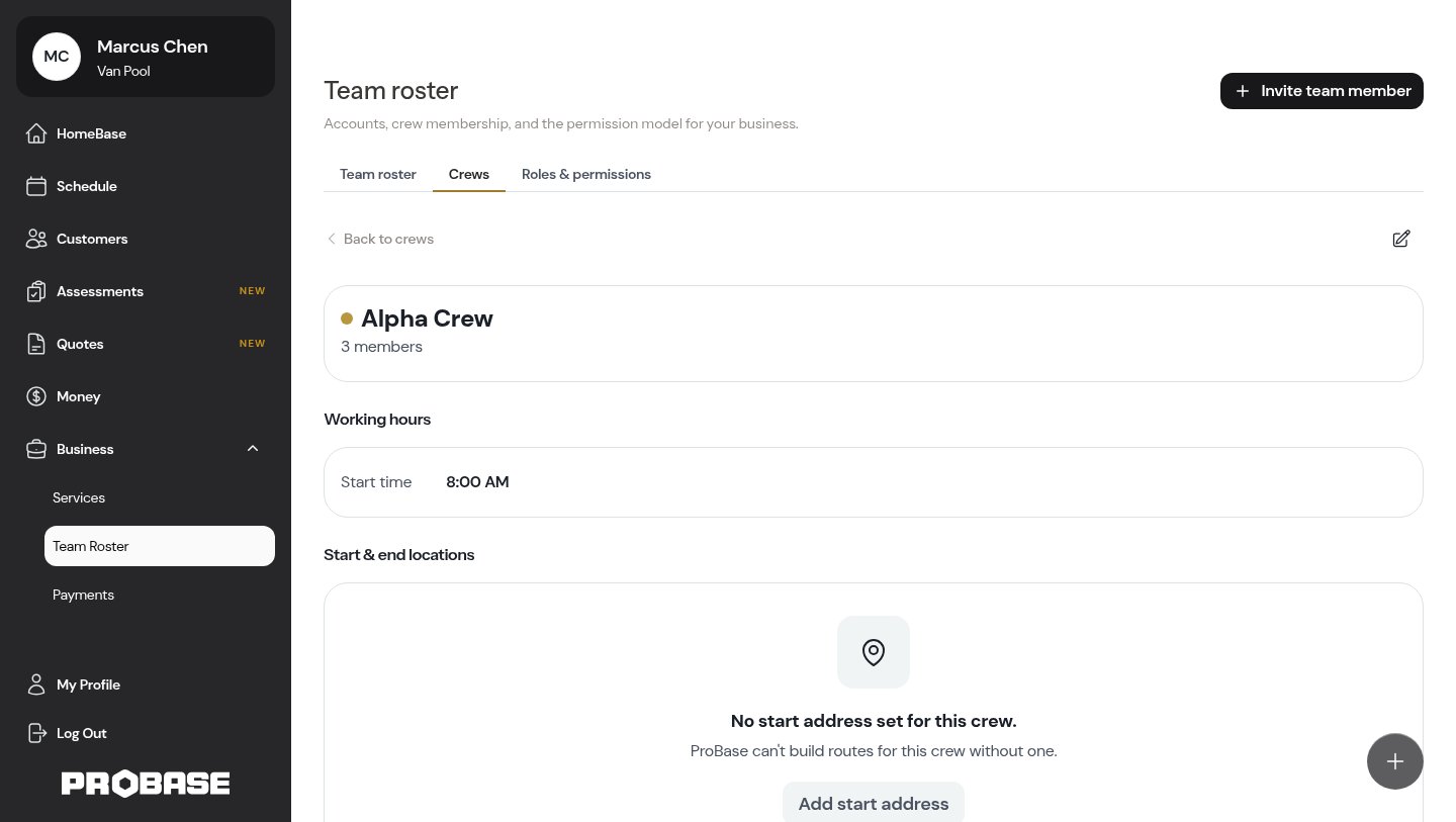 A crew's members listed on the crew detail page