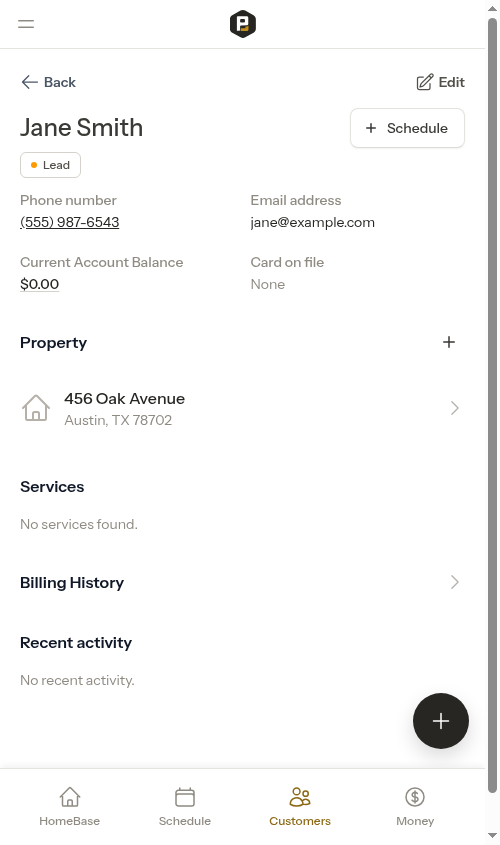 Customer page