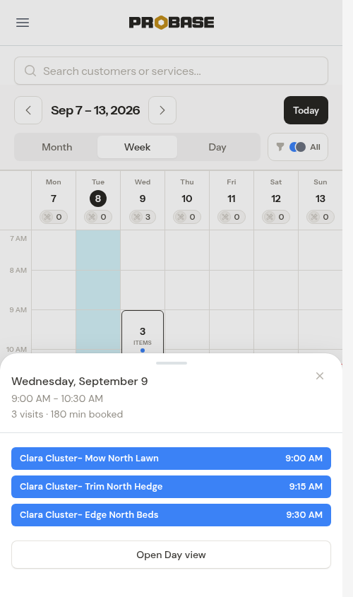 Cluster box tapped, opening the day overview