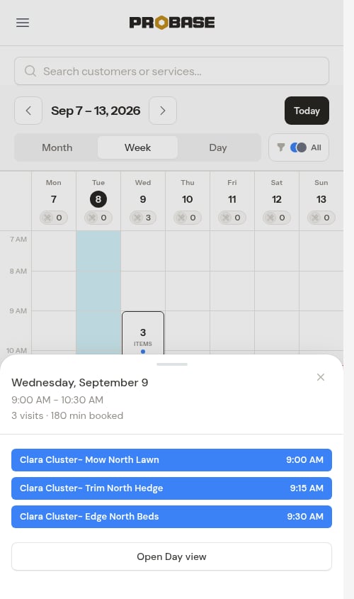 Cluster box tapped, opening the day overview