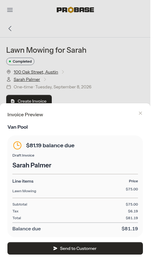 Invoice preview modal