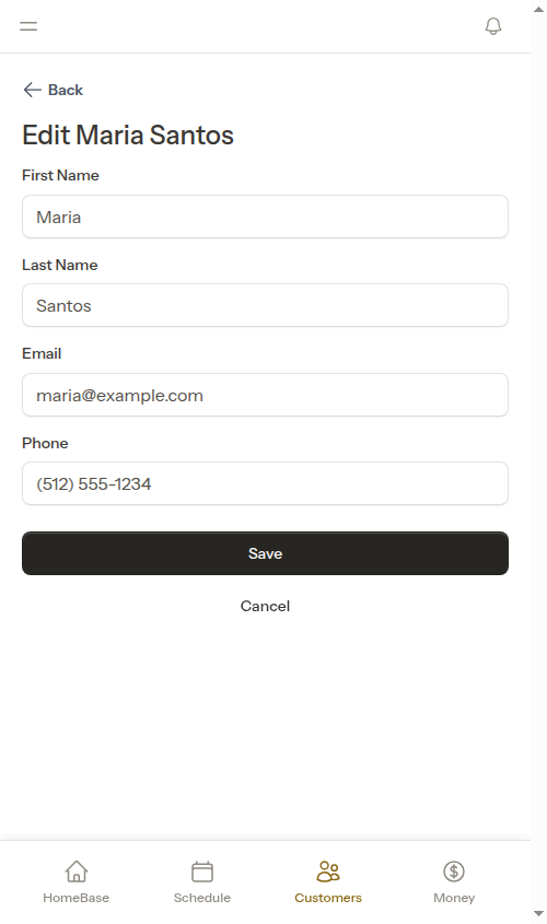 Edit page from detail