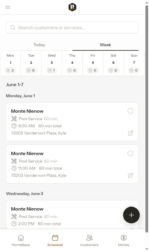 Day selector with counts