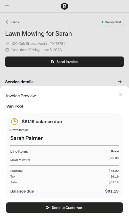 Invoice preview modal