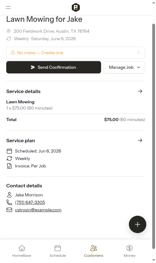 Quick actions for a scheduled appointment