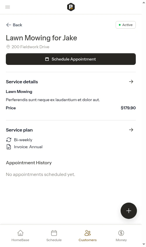 Schedule appointment button on service detail