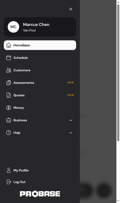 Navigation drawer open on a phone