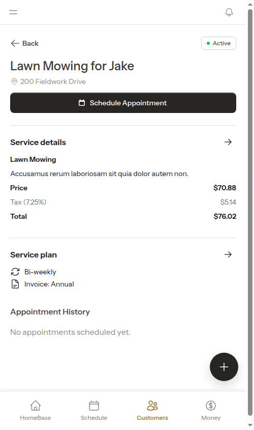 Schedule appointment button on service detail