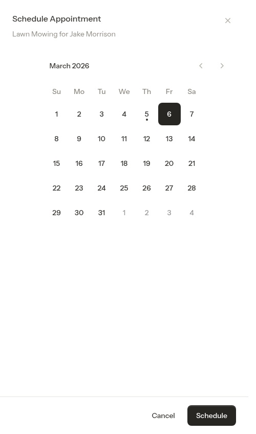 Schedule appointment modal