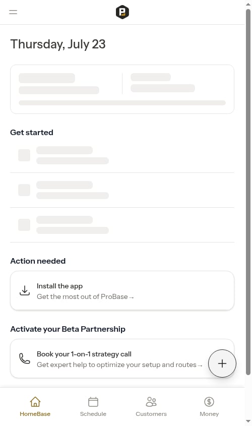 Dashboard after onboarding