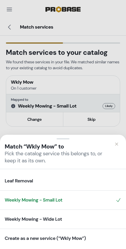 Changing a match