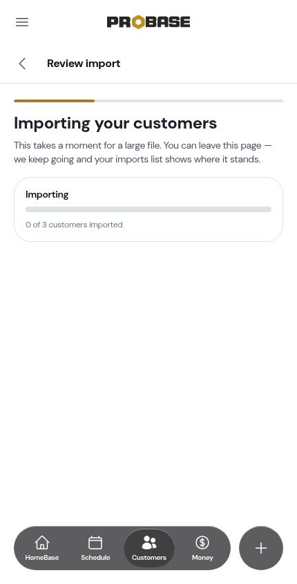 Customers being imported