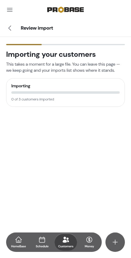 Customers being imported