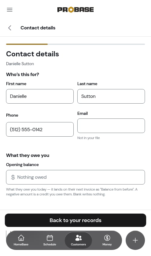 Editing an imported contact