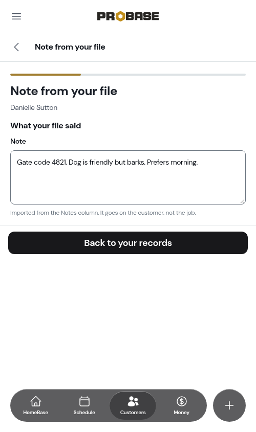 A note from the file