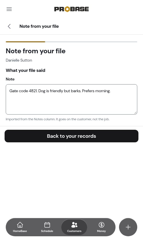 A note from the file