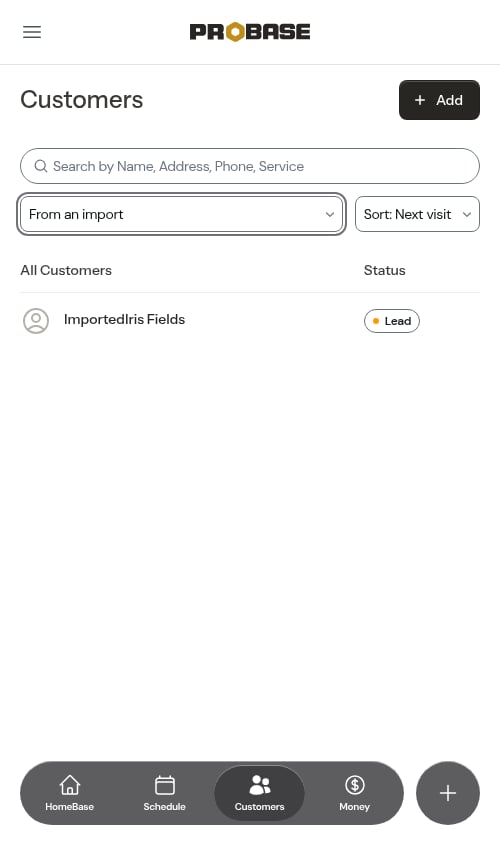 The From an import filter