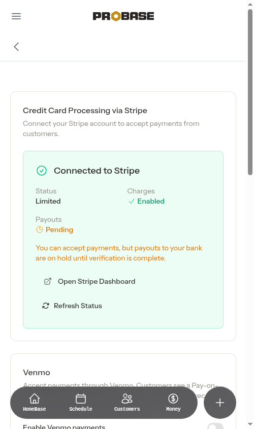 The Tips dropdown and tip percentages in Invoice Settings