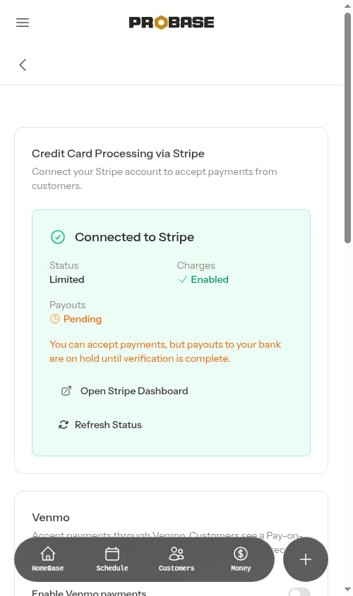 The Tips dropdown and tip percentages in Invoice Settings