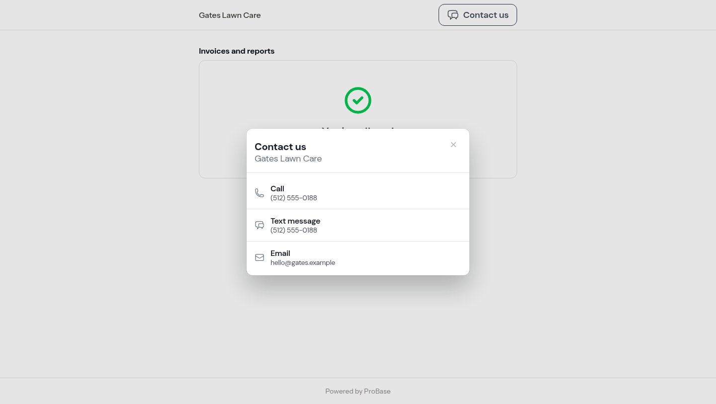 The Contact us sheet on a computer