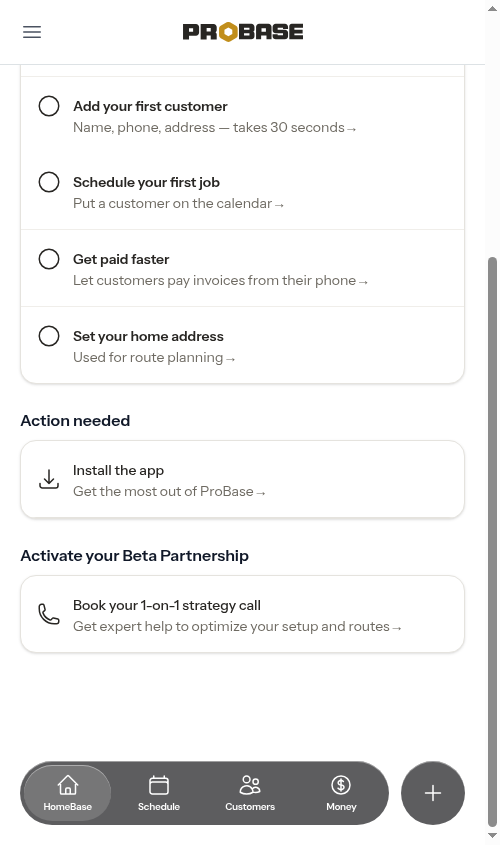 Activate your Beta Partnership section on HomeBase