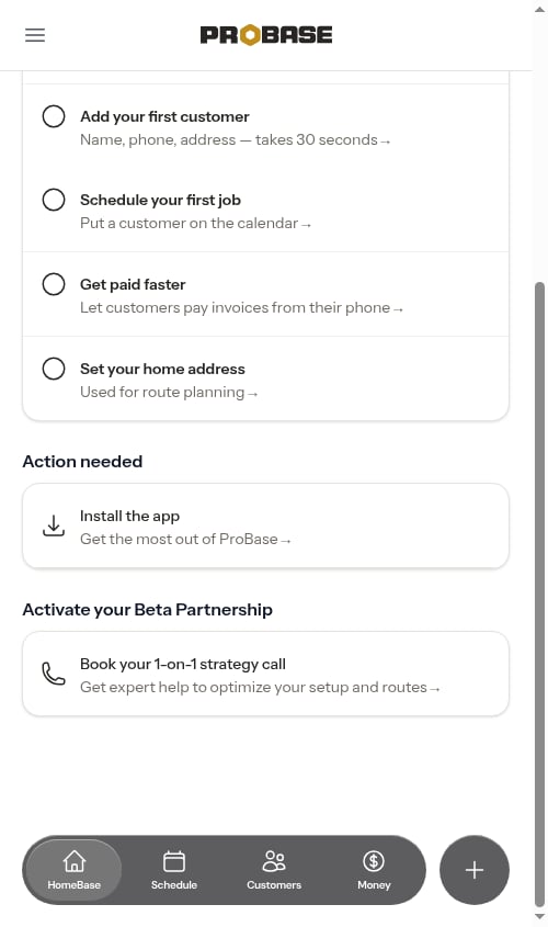 Activate your Beta Partnership section on HomeBase