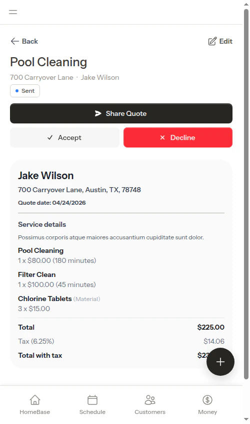 Quote with line items