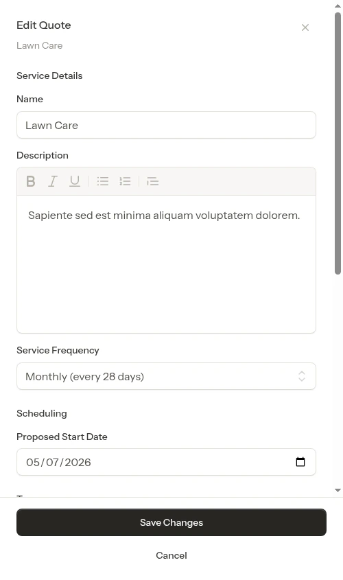 Edit modal with existing item