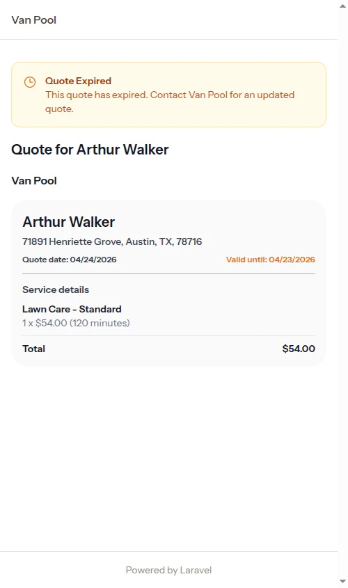 Expired quote notice