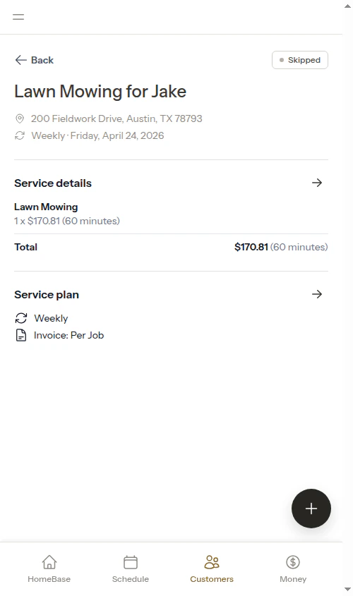 Skipped appointment view