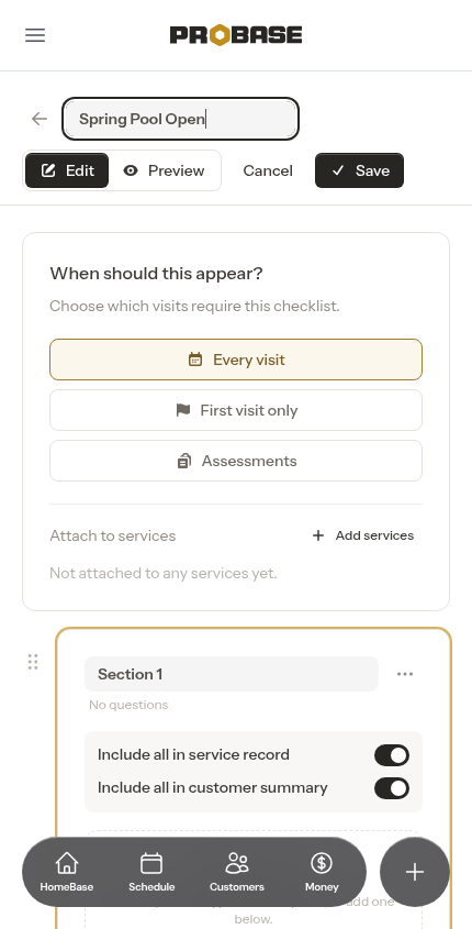 Empty checklist builder