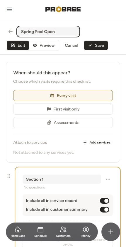 Empty checklist builder