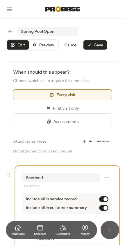 A question card in the builder