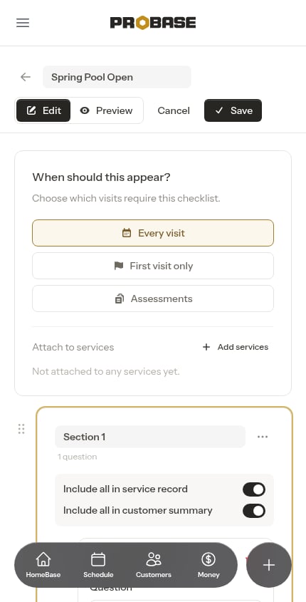 A question card in the builder