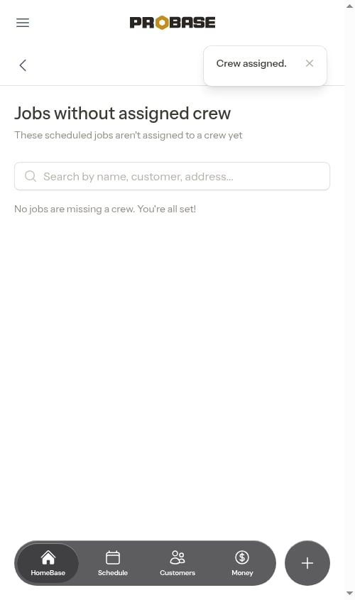 The recurring service gone from the list after assigning