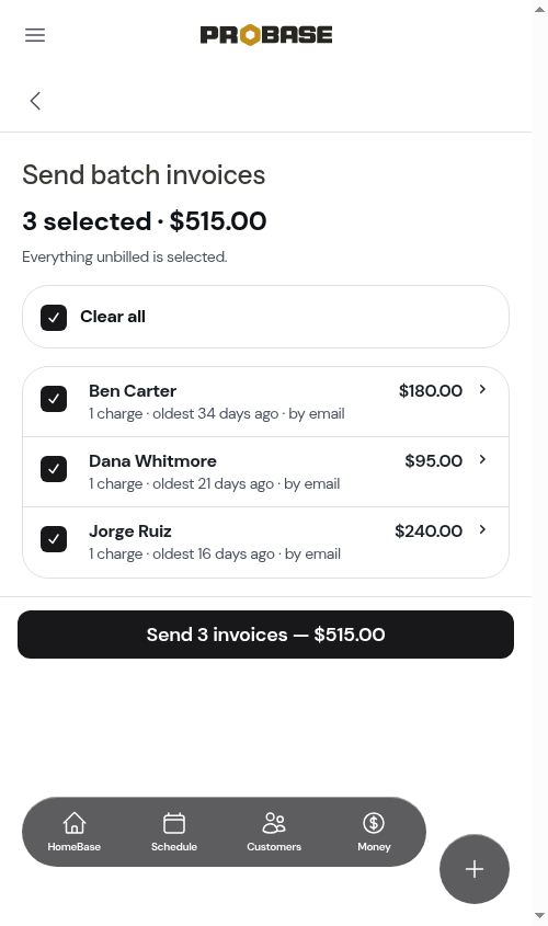 Send batch invoices