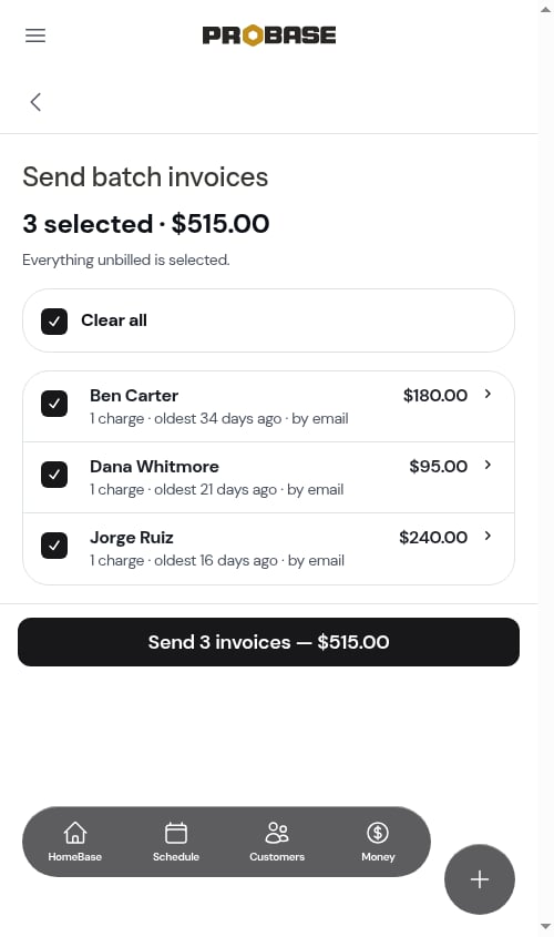 Send batch invoices