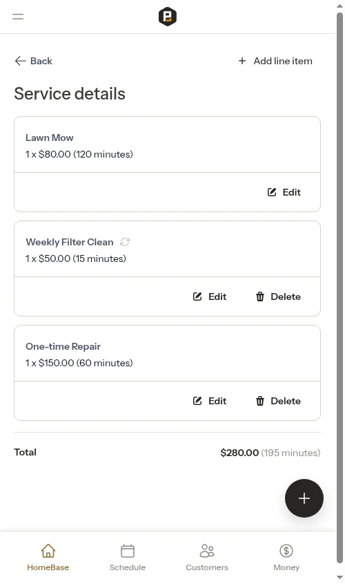 Appointment with recurring items before completion