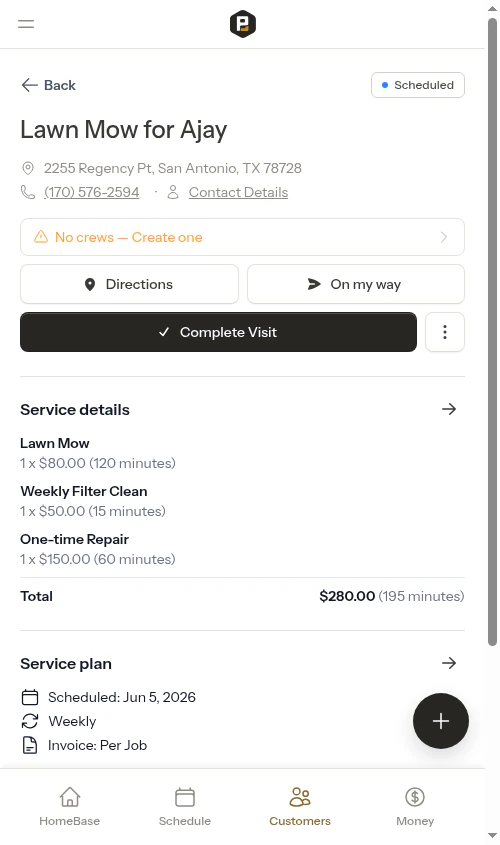 Appointment detail with recurring items
