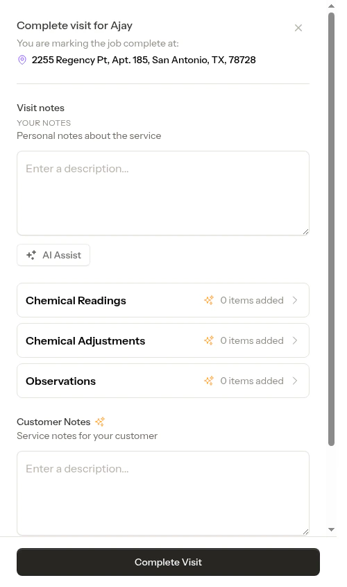 Completion modal