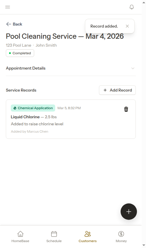 Chemical application entry