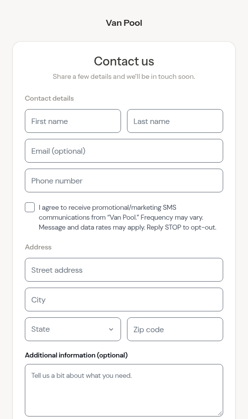 The public contact form a visitor fills out