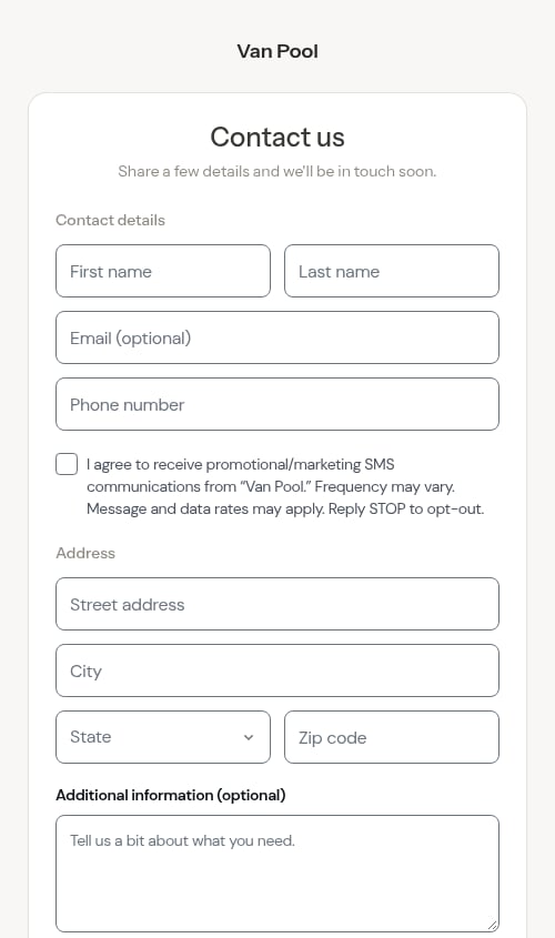 The public contact form a visitor fills out