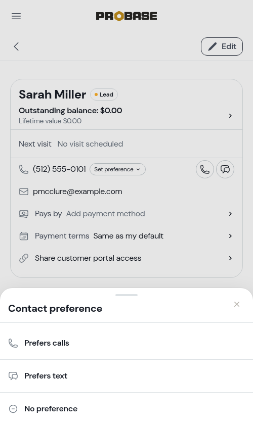 Contact preference picker