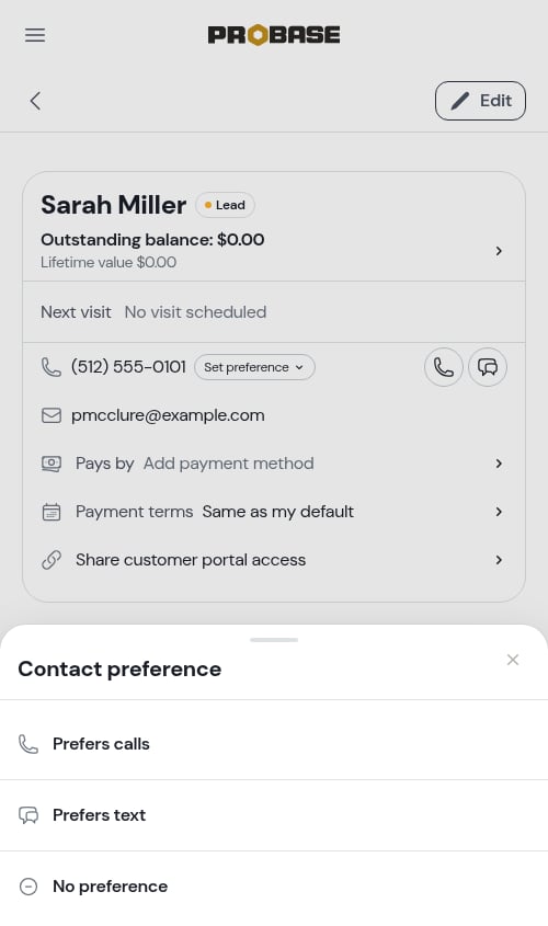 Contact preference picker