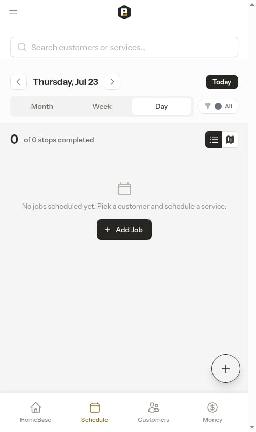 Empty day prompting you to add a job