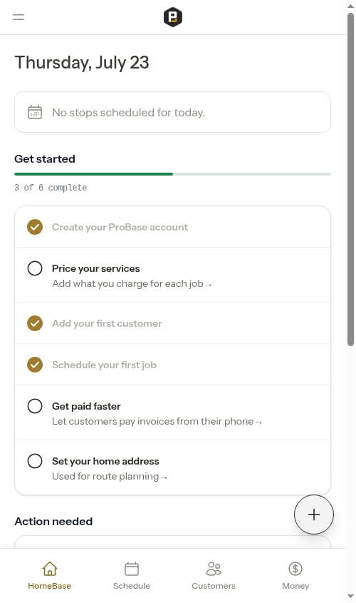 Dashboard action card showing overdue jobs count